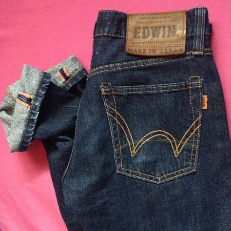 Denim Jeans Ideas, Dapper Outfit, Jeans Ideas, Edwin Jeans, Signature Ideas, Denim Wear, Selvedge Denim, Jeans Men, Denim Details