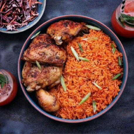 Jollof Rice And Chicken, Coconut Fried Rice, Nigerian Jollof Rice, Baked Lamb Chops, Jerk Chicken And Rice, Whole Fish Recipes, African Recipes Nigerian Food, Rice And Chicken, Chicken Cooking