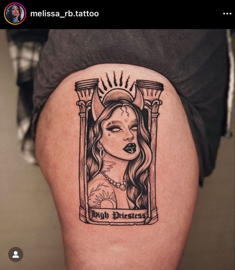 Victorian Tattoo, Priestess Tarot Card, High Priestess Tarot, Tarot Tattoo, Tarot Card Tattoo, The High Priestess, Flash Tattoo Designs, Zodiac Designs, Spiritual Tattoos