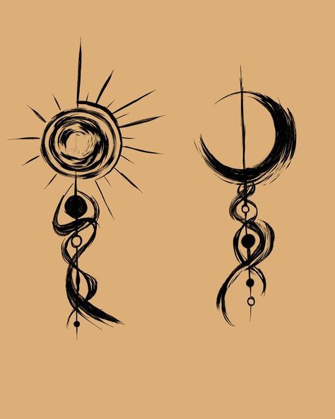 Sun Snd Moon Drawings, Moon Sun Back Tattoo, Sun Moon Tattoo Aesthetic, Pagan Sun Tattoo, Nordic Sun And Moon Tattoo, Around The Socket Shoulder Tattoo, Moon Symbols Tattoo, Sun And Moon Ink Drawing, Sun Chakra Tattoo