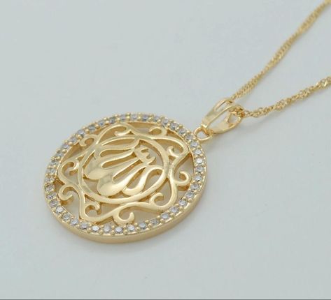 Islamic Jewelry, Necklaces Chain, Women Jewellery, Cz Pendant, Necklace Women, Pure Gold, Chain Pendant, Womens Necklaces, Gold Plate