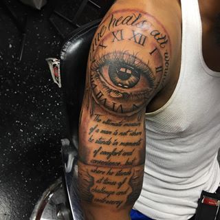 Tattoos For Guys Upper Arm, Upper Arm Tattoo Men, Shoulder Tattoo Quotes, Upper Arm Tattoos For Guys, Arm Tattoo Men, Wisdom Tattoo, Cloud Tattoo Sleeve, Tattoo Chart, Prayer Tattoo