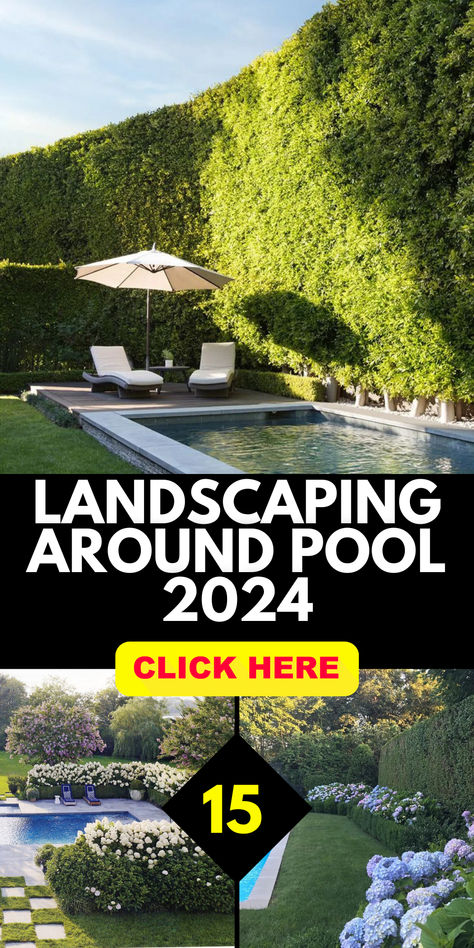 Elevate your backyard oasis in 2024 with breathtaking landscaping around the pool, where nature meets luxury. Discover innovative ideas for landscaping around pool inground, creating a tropical paradise right at home. Immerse yourself in the serenity of lush greenery and inground plants that effortlessly blend with modern design, ensuring your pool area is both stylish and tranquil. Backyard Landscaping With A Pool, Modern Tropical Backyard Landscaping, Pool Landscaping Design, Backyard Hardscape Ideas With Pool, Landscape Design Around Pool, Landscape Around Pool Inground, Pool Landscape Design Ideas, Backyard Pool Landscaping Designs, Inground Pool Landscaping Backyards