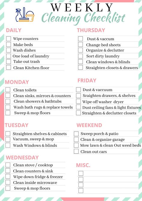 Good Cleaning Schedule, Tidy House Tidy Mind, Basic House Cleaning Checklist, Home Chores List, Saturday Cleaning List, Cleaning House List, Daily Chores To Keep House Clean, Cleaning Essentials List, How To Clean