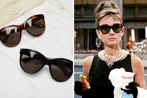 Shop Audrey Hepburn's 'Breakfast at Tiffany's' sunglasses for under $100 Breakfast At Tiffany's Sunglasses, Audrey Hepburn Glasses, Audrey Hepburn Sunglasses, Hollywood Sunglasses, Audrey Hepburn Breakfast At Tiffanys, Tiffany Sunglasses, Holly Golightly, Woman Aesthetic, Tiffany Diamond