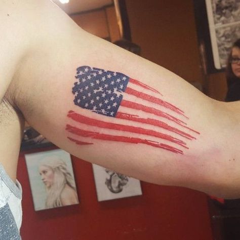 Tattoos On Arm For Women, Rob Tattoo, Usa Flag Tattoo, Watercolor American Flag, American Flag Tattoos, Tattoos On Arm, Flag Tattoos, Small American Flags, Patriotic Tattoos