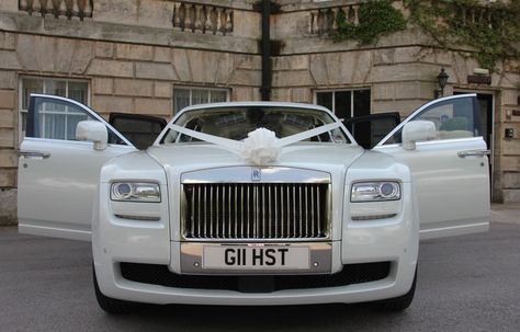 Front display of the Rolls Royce Ghost all set for a wedding Rolls Royce Wedding, Rolls Royce Logo, Rolls Royce Ghost, Biracial Couples, Bridal Car, Wedding Car Hire, Rolls Royce Cullinan, Wedding Cars, Bentley Car