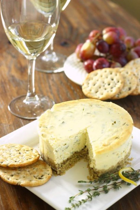 Lemon Herb Savory Cheesecake Appetizer Cheesecake Appetizer, Savoury Cheesecake, Savory Cheesecakes, Savory Desserts, Savory Cheesecake, Walnut Crust, Wheat Crackers, Savory Cheese, Gluten Free Appetizers