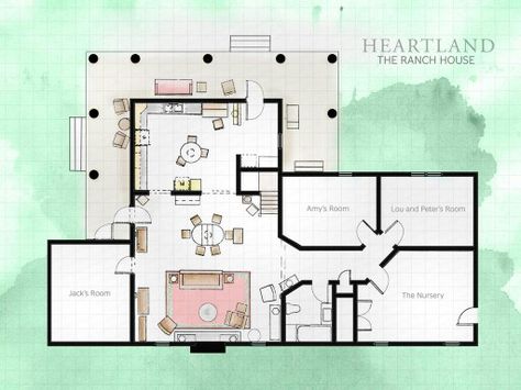 Heartland ranch house                                                       … Farm Ranch House Plans, Country Houses Ranch Interior, Horse Ranch House Plans, Horse Ranch Layout Dream Homes, Heartland Ranch House, Heartland House, Horse Ranch House, Heartland Ranch House Layout, Heartland House Floor Plan