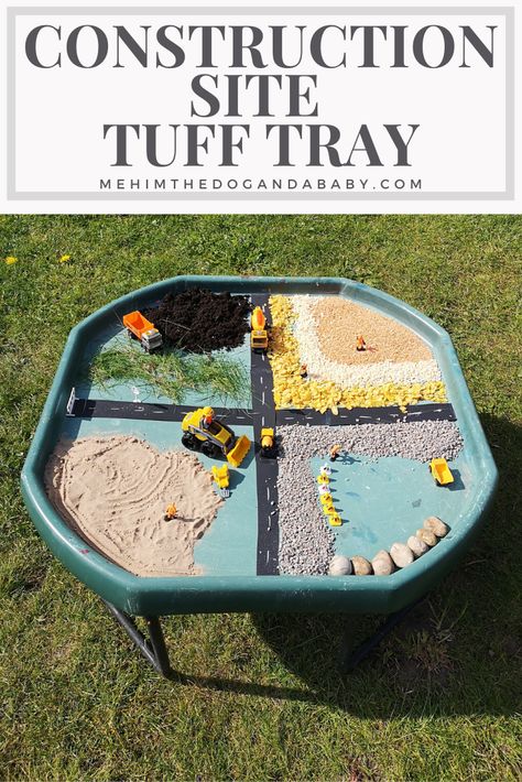 Construction Site Tuff Tray Construction Activities For Kids, Tuff Tray Ideas Toddlers, Tuff Spot, Construction Play, Eyfs Activities, Baby Play Activities, Construction Activities, Nursery Activities, Childcare Activities