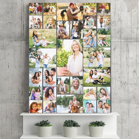 $172.35 | Family Photo Collage 31 Picture Dark Grey #photo collage, family, friends, pets, new baby, wedding pictures, memorial, custom multiple photo display, multi photo gallery diy template, contemporary modern wall art Family Picture Display, Family Photo Canvas, Picture Montage, Picture Dark, Family Photo Collage, Family Photo Collages, Wedding Anniversary Photos, Canvas Photo, Customized Photo Gifts