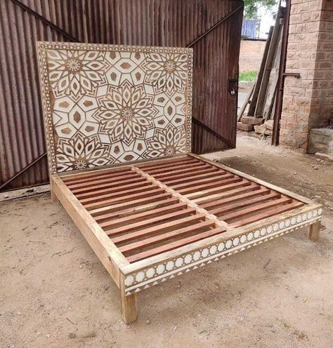 Bedroom Mughal Garden, Wood Bed Design, Design Bed, King Bed Frame, Wood Beds, Solid Mango Wood, Wooden Bed, Home Improvement Projects, Bed Design