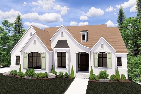 Small Lot House Plans, Transitional House Exterior, Country Home Exterior, Paneling Makeover, Transitional House Plans, Farmhouse Craftsman, Buying House, Bloxburg Houses, French Country House Plans