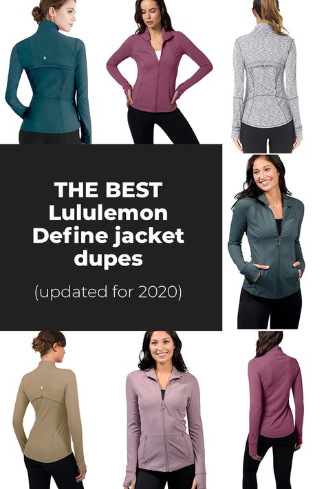 Comparison of Define jacket dupes -- A great way to get the Lulu look for less. These options look almost identical but are about a third of the price of the Lulu jacket! Lululemon Outerwear For Workout, Lululemon Define Jacket Hooded, Always Effortless Jacket Lululemon, Lulu Define Jacket Outfit, Lulu Define Jacket, Lulu Lemon Define Jacket Black, Lululemon Define Jacket Outfit, Define Jacket Outfit, Lululemon Amazon