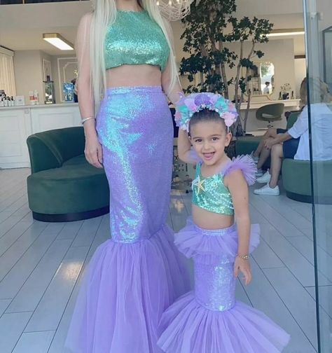 Mermaid Dress Up Kids, Princess Ariel Costume Kids, Mermaid Baby Costume, Toddler Mermaid Dress, Little Mermaid Costume Toddler, Little Mermaid Toddler Costume, Kids Mermaid Costume Diy, Mommy And Me Mermaid Costume, Mermaid Baby Dress