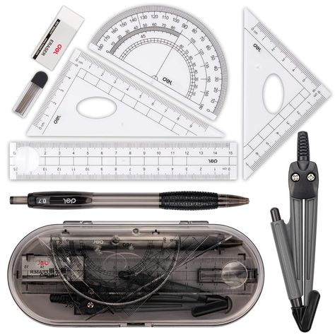 Student Supplies Drawing Compass, Protractor, Rulers, Pencil Lead Refills, Pencil, Eraser for Students and Engineering Drawing Compass Math, Sets Math, Student Supplies, Paper Presentation, Pencil Lead, Ruler Set, Math School, School Sets, Math Geometry