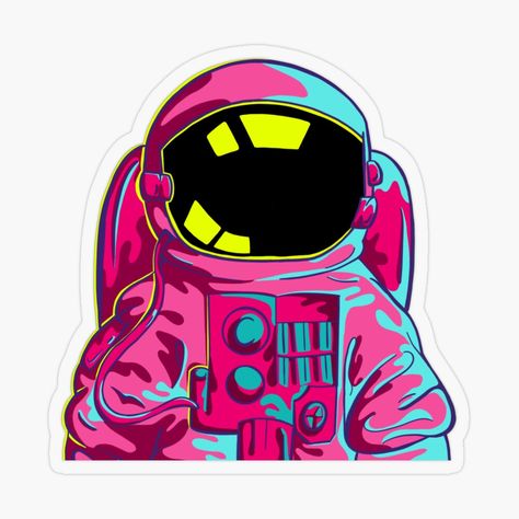 Get my art printed on awesome products. Support me at Redbubble #RBandME: https://www.redbubble.com/i/sticker/Psychedelic-Astronaut-by-yaseminarin/49023718.O9UDB?asc=u Cool Stickers Art, Astronaut Sticker, Stickers Cool, Posca Marker, Astronaut Art, Printed Stickers, Plastic Stickers, Astronauts In Space, Cartoon Stickers