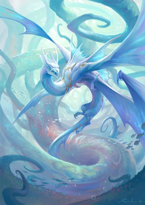 Dreamcoil Dragon by sandara on DeviantArt Tiamat Dragon, Mystical Animals, Mythical Dragons, Dragon Artwork Fantasy, Cool Dragons, Mythical Animal, Fantasy Beasts, 다크 판타지, Creature Drawings