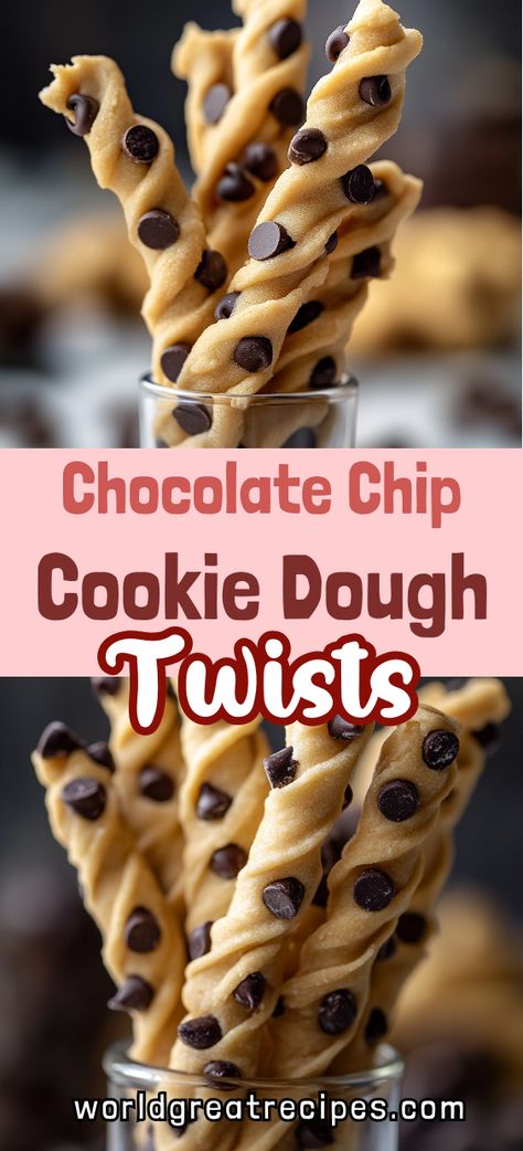 Looking for a new favorite dessert? These Chocolate Chip Cookie Dough Twists are irresistibly good! Loaded with gooey chocolate and soft cookie dough, each twist is a perfect balance of sweetness and texture. Whether for a party or a cozy night in, these cookie twists are quick to make and even quicker to disappear! Pin this recipe for the next time you need an easy, crowd-pleasing dessert that everyone will rave about. Chocolate Chip Cookie Dough Twists, Easy Desserts Cookie Dough, Things To Make With Chocolate Chip Cookie Dough, Chocolate Chip Desserts Easy Quick, Desserts For Game Night, Things To Make With Cookie Dough, Pillsbury Cookie Dough Ideas, Finger Desserts For Parties Easy, Easy Crowd Pleasing Desserts