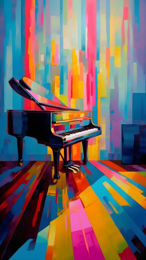 Musical Abstract Art, Piano Design Illustration, Music Art Painting Abstract, Music Illustration Artworks, Music Artwork Paintings, Modern Pop Art Painting, Abstract Music Art, Painting Piano, Jazz Artwork