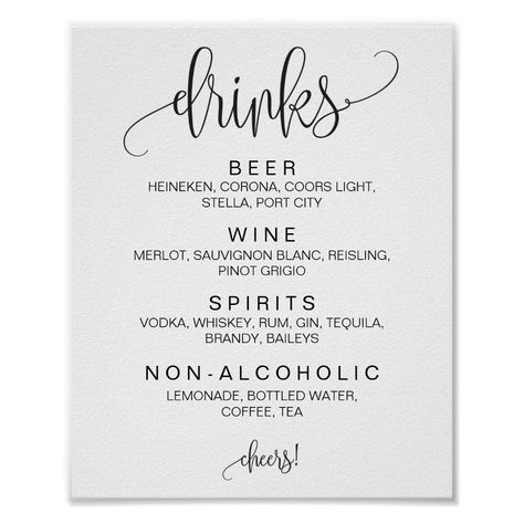 Diy Wedding Bar, Bar Wedding Reception, Wedding Bar Menu Sign, Reception Bar, Drinks Bar, Bar Menu Wedding, Drink Bar, Menu Sign, Signature Drinks Sign