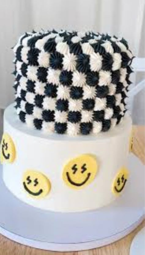 Checker Birthday Cake, Checkered Desserts, Vans First Birthday Party, One Cool Dude Cake, Bad Two The Bone Cake, One Happy Dude Cupcakes, Vans Birthday Party Ideas, Two Cool Birthday Cake, Checkered Birthday Cake