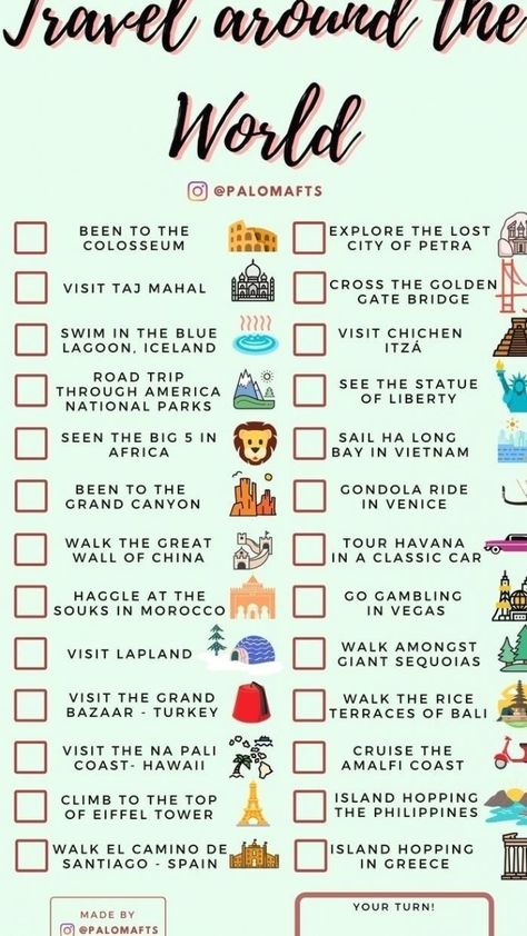 Freetime Activities, Travel Infographic, Holiday Travel Destinations, Collective Nouns, Travel Inspiration Destinations, Travel Wishlist, Checklist Template, Places In The World, Travel Checklist