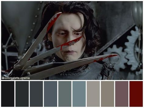 Gothic Color Palette, Directed By Tim Burton, Color In Film, Movie Color Palette, Colleen Atwood, Key Frame, Tim Burton Movie, Colorful Oil Painting, Paint Color Schemes