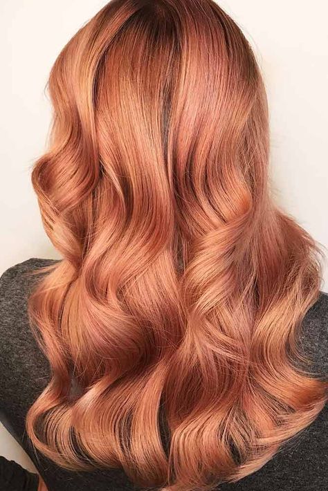 Peach Shade Rose Gold Hair Picture 2 Copper Rose Gold Hair, Light Strawberry Blonde, Gold Hair Colors, Strawberry Blonde Hair Color, Hair Color Rose Gold, Peach Hair, Black Attire, Ginger Hair Color, Hair Knot