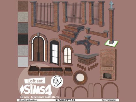 Syboulette Sims 4 Cc, Sims 4 Cc Build, Sims 4 Loft, Glass Elevator, Brick Fence, Casas The Sims 4, 4 Wallpaper, Sims 4 Cc Packs, Sims 4 Cc Furniture