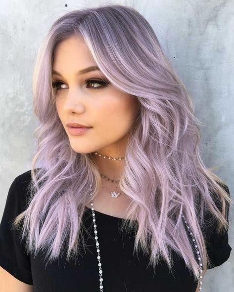 Light Purple Hair With Dark Roots, Purple Lilac Hair Color, Pastel Mauve Hair, Makeup For Lavender Hair, Lavender Hair With Shadow Root, Platinum And Lavender Hair, Lilac Hair With Shadow Root, Light Purple Silver Hair, Balayage Purple Hair Blonde