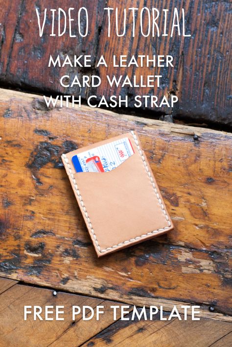 Make a 2 pocket leather card wallet with a cash strap on the back. Not sure how? Check out the build along video tutorial with complete inventory of tools used. Download the template for free! Diy Leather Wallet Pattern, Leather Card Wallet Pattern, Leather Card Holder Pattern, Wallet Pattern Free, Card Wallet Pattern, Leather Patterns Templates, Recycled Firefighter, Diy Leather Wallet, Leather Front Pocket Wallet