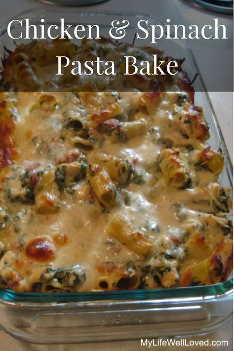 Chicken And Spinach Recipes Easy, Chicken Spinach Pasta Bake, Chicken And Spinach Pasta, Chicken And Spinach Casserole, Chicken Spinach Recipes, Healthy Pasta Bake, Pasta Casseroles, Spinach Pasta Bake, Pasta Spinach