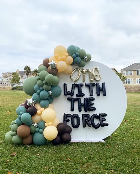 jl events balloon artist + custom signage on Instagram: "#ONE with the force #birthday #starwars" Force Is Strong With This One Party, First Birthday Boy Star Wars, One With The Force Birthday, One With The Force First Birthday, Star Wars First Birthday, Balloon Artist, Boy Birthday Party Themes, Kids Birthday Themes, First Birthday Party Themes