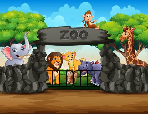 Zoo Scene Drawing, Zoo Drawing Ideas, Zoo Drawing For Kids, Cartoon Background Hd, Zoo Background, Zoo Cartoon, Zoo Clipart, Zoo Entrance, Zoo Drawing