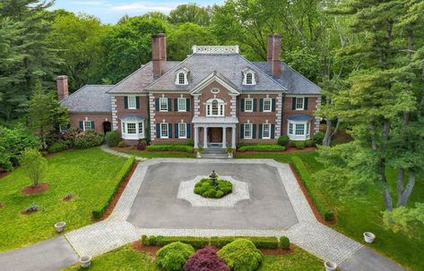 Brick Georgian Manor Built To The In Greenwich, Connecticut, United States For Sale (11370861) Georgian Manor, Paneled Library, Greenwich Connecticut, Martin House, Indoor Bar, Walnut Floors, Greenwich Ct, Home Theater Rooms, Theatre Room