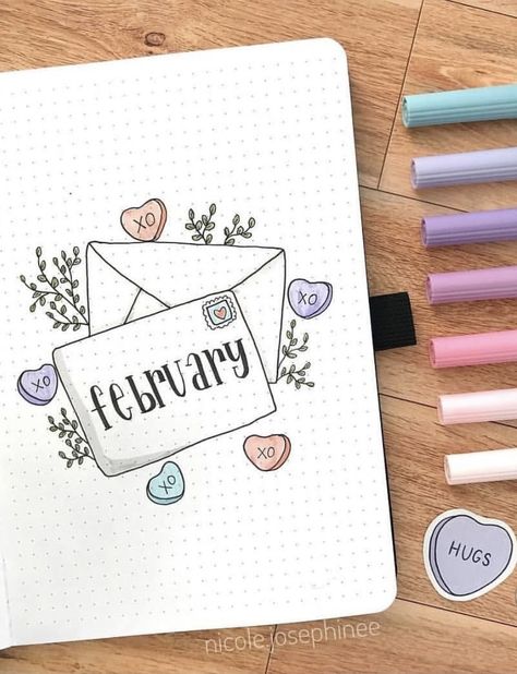 64 Best February Bujo Spreads You Need - atinydreamer Journal D'inspiration, February Bullet Journal, Bullet Journal Month, Happy February, Bullet Journal Ideas Templates, Creating A Bullet Journal, Bullet Journal Cover Page, Bullet Journal Cover Ideas, Bullet Journal Paper