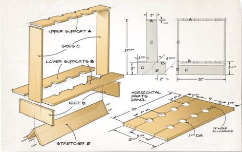 fishingrodstand_illustration1 Diy Fishing Pole, Diy Fishing Rod Holder, Fishing Pole Rack, Ice Fishing House, Fishing Pole Storage, Diy Fishing Rod, Fishing Rod Stand, Canadian Woodworking, Fishing Pole Holder