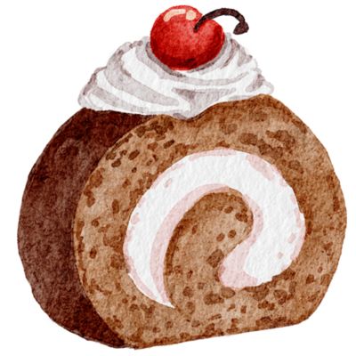 Cake Watercolor, Chocolate Roll Cake, Chocolate Roll, Roll Cake, Watercolor Illustration, Free Png, Cute Drawings, Royalty, Royalty Free