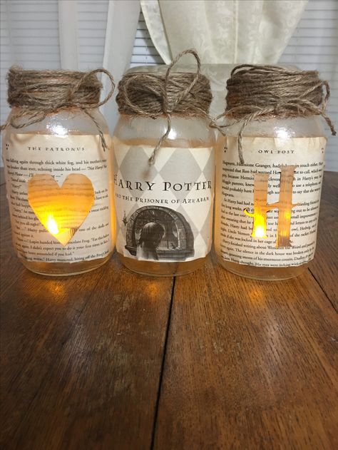 Harry Potter Mason Jar Diy, Harry Potter Mason Jar, Harry Potter Centerpiece, Harry Potter Soap, Harry Potter Baby Shower Ideas, Harry Potter Floating Candles, Harry Potter Shower, Harry Potter Onesie, Harry Potter Bridal Shower