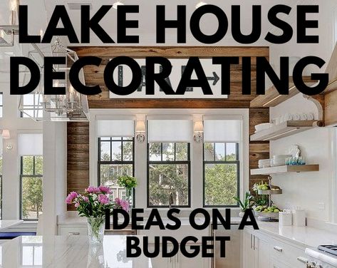 Lake House Decorating Ideas on a Budget - Lakefront Living International, LLC Lakehouse Guest Bedroom, Lakehouse Family Room Ideas, River House Decorating Ideas Cottage, Modern Lake Cabin Decor, Fireplace Lake House, Living Room Designs Lake House, Lake Bedroom Decor Ideas, Lake House Vacation Rental Decor, Small Lake House Interior Cottage