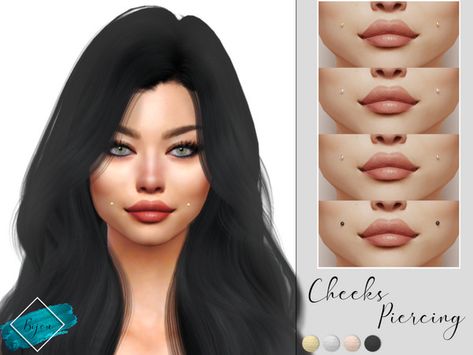 Cheeks Piercing, Cheek Piercing, Back Dimple Piercings, Dimple Piercing, Cheek Piercings, Sims 4 Piercings, Female Base, Free Sims 4, Sims 4 Body Mods