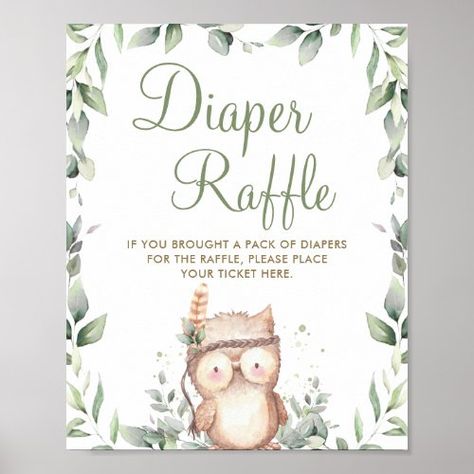 $ 10.4 | Cute Owl Greenery Baby Shower Diaper Raffle Sign - chic sage green leafy foliage, simple minimalist pastel soft colours, gender neutral boy girl, diaper raffle sign, bring a pack of diapers, woodland animals baby shower, whimsical, greenery wreath, tribal boho, owl tabletop sign diaper ticket Owl Gift Ideas, Owl Baby Shower Theme, Diaper Raffle Sign, Owl Birthday Parties, Owl Birthday, Owl Baby Shower, Baby Owl, Owl Baby, Owl Theme