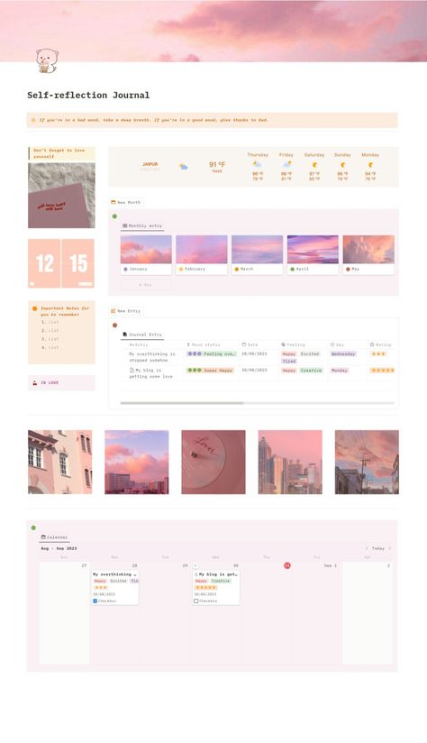 Notion Digital Journal, Notion Journal Template Aesthetic, Notion Journal Ideas, Journal Template Notion, Notion Bullet Journal, Notion Journal Template, Logs Ideas, Notion Layout, Notion Journal