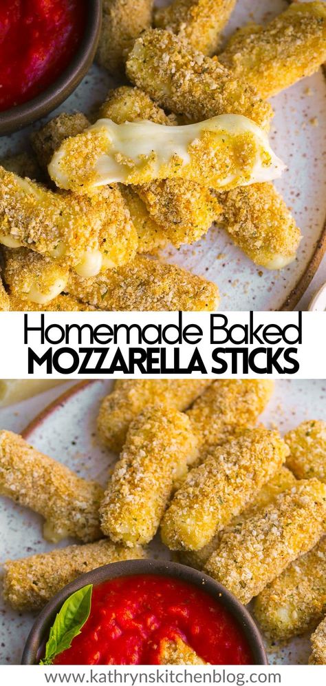 Homemade Baked Mozzarella Sticks (Healthier Version) Healthy Mozzarella Sticks, Baked Mozzarella Sticks, Baked Mozzarella, Homemade Mozzarella Sticks, Seeded Bread Recipes, Cheesy Appetizer, Bakers Gonna Bake, Easy Appetizers, String Cheese