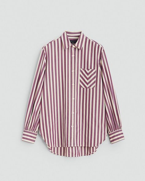 Maxine Cotton Poplin Shirt - Purple Strpe | rag & bone Cotton Poplin Shirt, Scarf Poncho, Poplin Shirt, Wide Leg Denim, Wool Blazer, Cotton Poplin, Fashion Advice, Urban Fashion, Rag & Bone