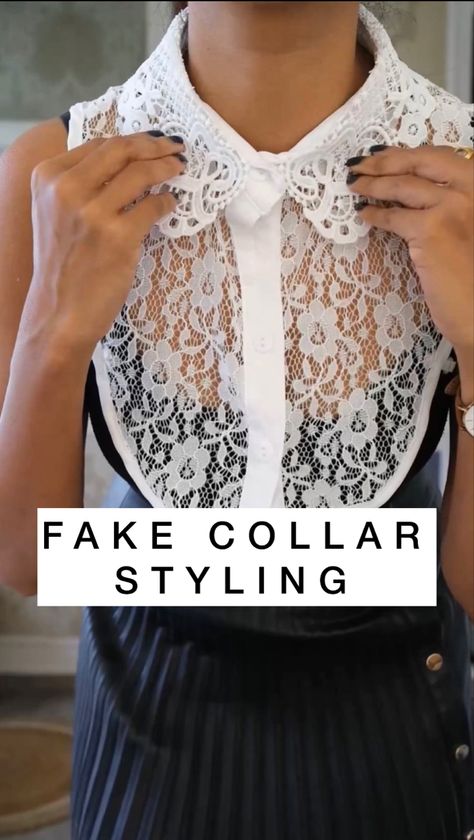 Style fashion outfit ideas collar lace dress winter outfits Fake Collar Outfit Ideas, Fake Collar Outfit, Thrift Crafts, Collar Outfits, Stylish Business Outfits, Outfit Hacks, Bad Gyal, Sewing Collars, Collar Tips