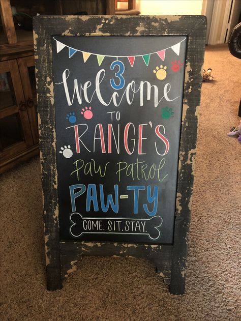 Paw Patrol Chalk Art, Paw Patrol Welcome Sign, Paw Patrol Birthday Welcome Sign, Paw Patrol Chalkboard Sign, Paw Patrol Birthday Sign, Paw Patrol Sign, Paw Patrol Signs For Party, Paw Patrol Birthday Signs Diy, Paw Patrol Name Letters