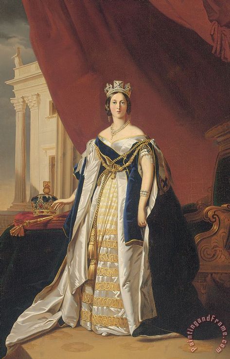 Franz Xaver Winterhalter Portrait Of Queen Victoria In Coronation Robes painting - Portrait Of Queen Victoria In Coronation Robes print for sale Coronation Robes, Franz Xaver Winterhalter, Young Queen Victoria, Era Victoria, Queen Victoria Family, Queen Victoria Prince Albert, Victoria Prince, Elisabeth Ii, Queen Of England