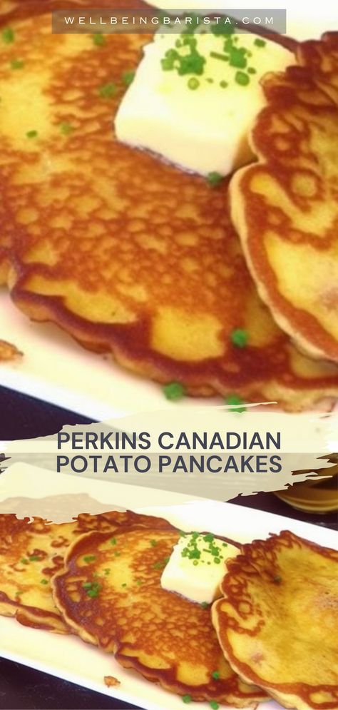 These potato pancakes are a must-try. They're beloved not only by Canadians and are perfect on their own or as a side dish. To whip up all you need russet potatoes, onion, parsley, eggs, flour, sugar, butter and whole milk.  Delicious! Copycat Perkins Potato Pancakes, Potatoe Pancakes Using Mashed Potatoes, Perkins Potato Pancake Recipe, Potato Pancakes From Mashed Potatoes, Polish Potato Pancakes, Potato Pancakes Recipe, Original Pancake House, Mashed Potato Pancakes, Potatoe Pancake Recipe